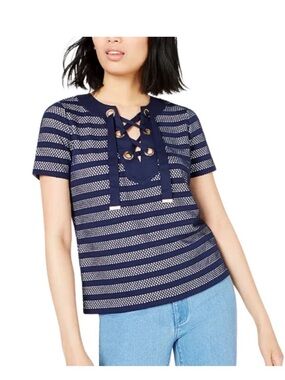 Michael by Michael Kors Stripe Lace-Up Top